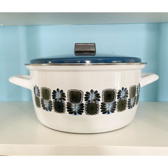 Retro Mid Century Starburst Type Enamel Cooking Stock Pot w/ Lid Austria Email - Picture 1 of 7
